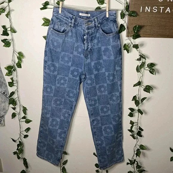 Pacsun Eco Flower Printed High Rise Straight Semi Wide Leg Jeans - Picture 5 of 8